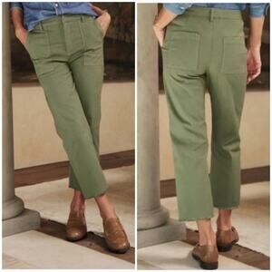 Frank & Eileen Blackstone Utility Pant Mid Rise Crop Straight Army Green Size 12